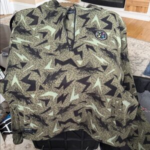 Maui and Sons Olive Green Camo colored 1/4 Zip Fleece Jacket